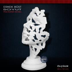 Soyut Erkek Büstü Heykeli (26x14cm) Ham Polyester - Tual Hobi Sanat (1)