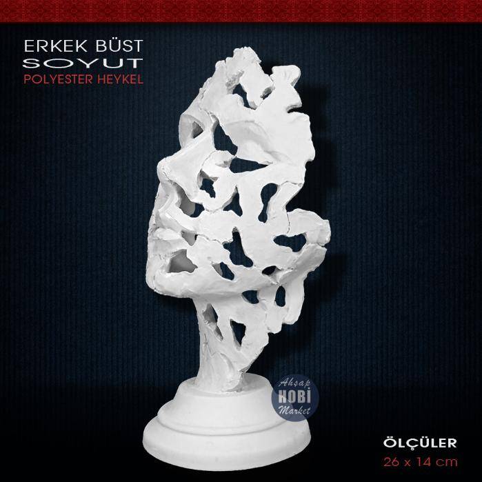 Soyut Erkek Büstü Heykeli (26x14cm) Ham Polyester - 2