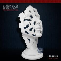 Soyut Erkek Büstü Heykeli (26x14cm) Ham Polyester - Tual Hobi Sanat