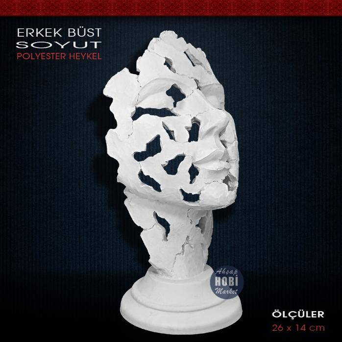 Soyut Erkek Büstü Heykeli (26x14cm) Ham Polyester - 1