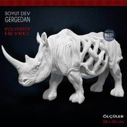 Soyut Gergedan Biblo Dev Boy (54x26 cm) Ham Polyester - Tual Hobi Sanat