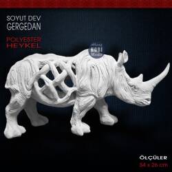 Soyut Gergedan Biblo Dev Boy (54x26 cm) Ham Polyester - Tual Hobi Sanat (1)