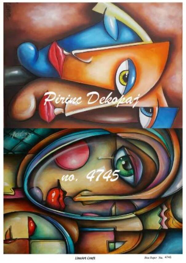 Soyut Kadın Yüzü Figürlü Pirinç Dekopaj Model : 4745 - 1