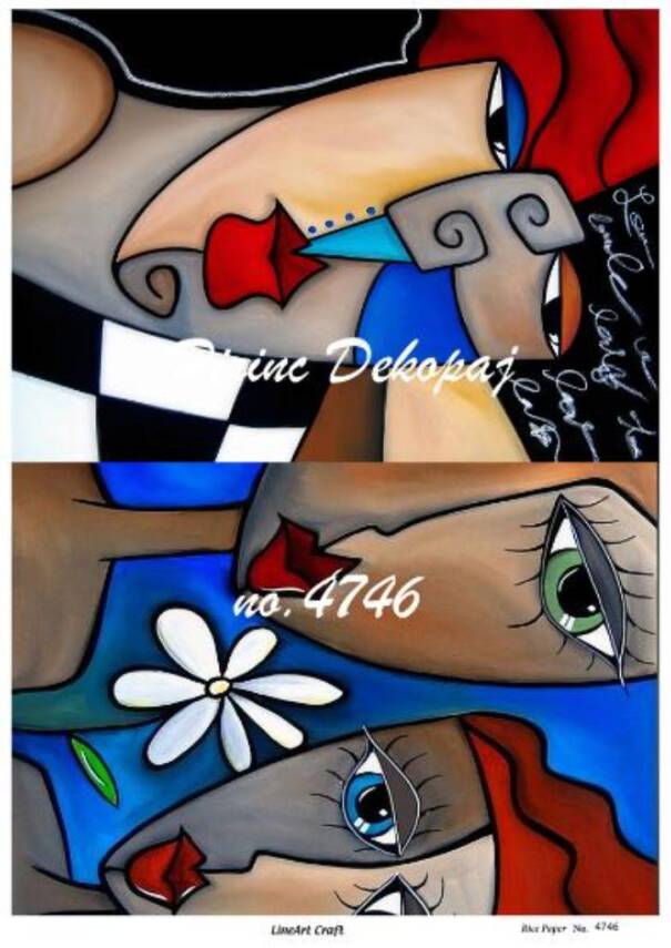 Soyut Kadın Yüzü Figürlü Pirinç Dekopaj Model : 4746 - 1