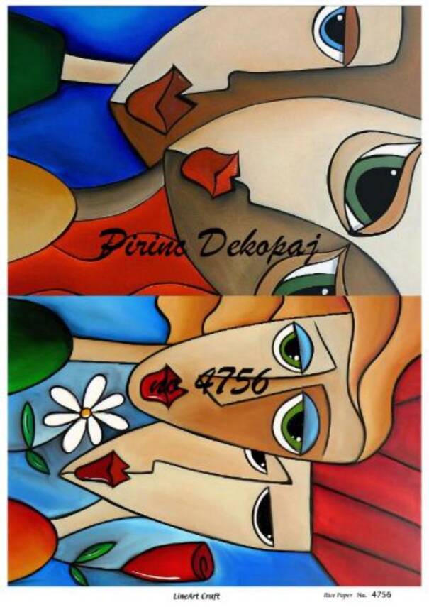 Soyut Kadın Yüzü Figürlü Pirinç Dekopaj Model : 4756 - 1