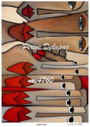 Soyut Kadın Yüzü Figürlü Pirinç Dekopaj Model : 4760 - Line Art