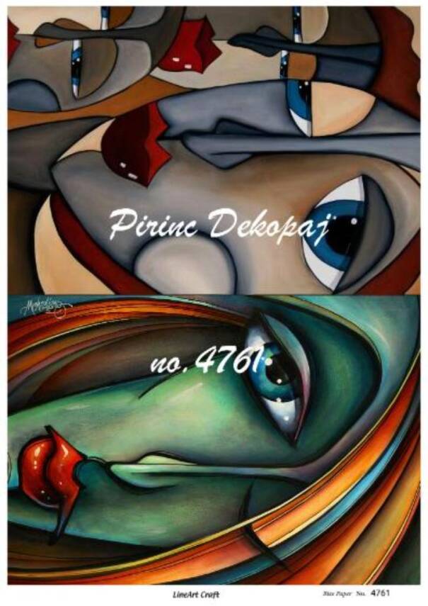 Soyut Kadın Yüzü Figürlü Pirinç Dekopaj Model : 4761 - 1