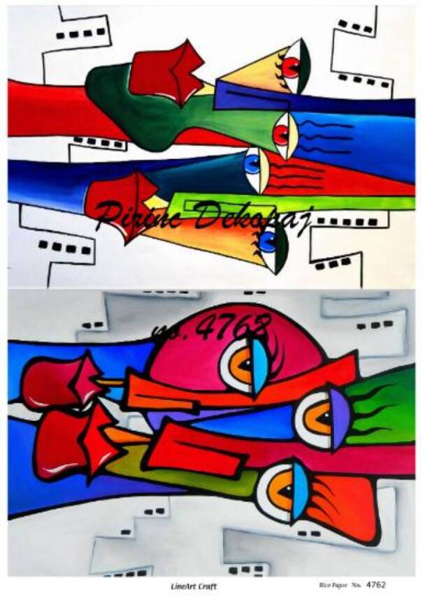 Soyut Kadın Yüzü Figürlü Pirinç Dekopaj Model : 4762 - 1