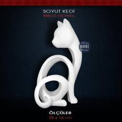 Soyut Kedi Biblo Heykel (25x16cm) Ham Polyester - Tual Hobi Sanat