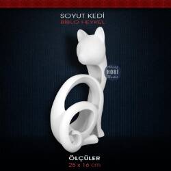 Soyut Kedi Biblo Heykel (25x16cm) Ham Polyester - Tual Hobi Sanat (1)