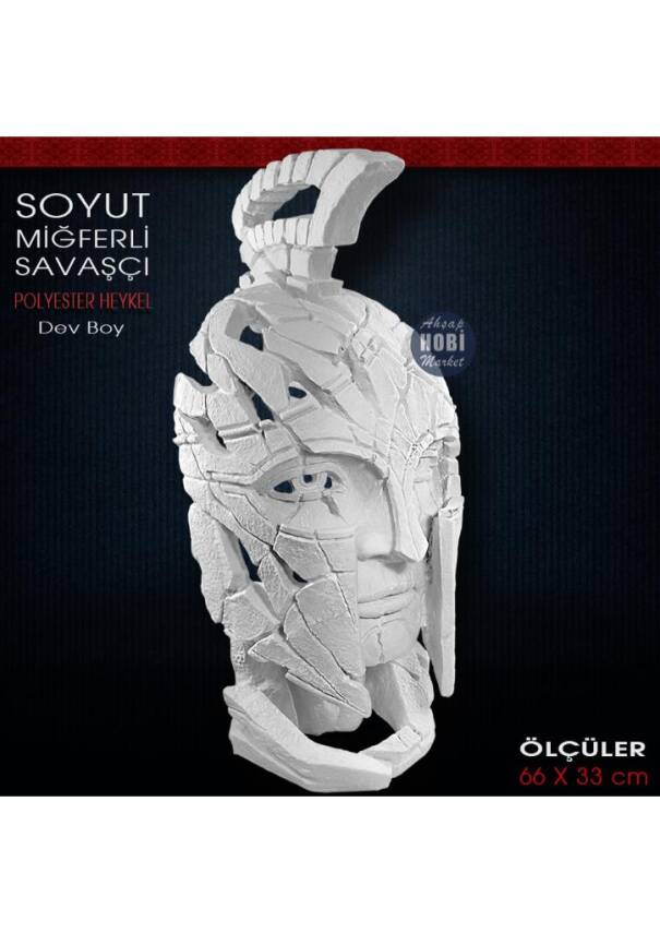 Soyut Miğferli Savaşçı Heykeli Dev Boy (66x33 cm) Ham Polyester - 1