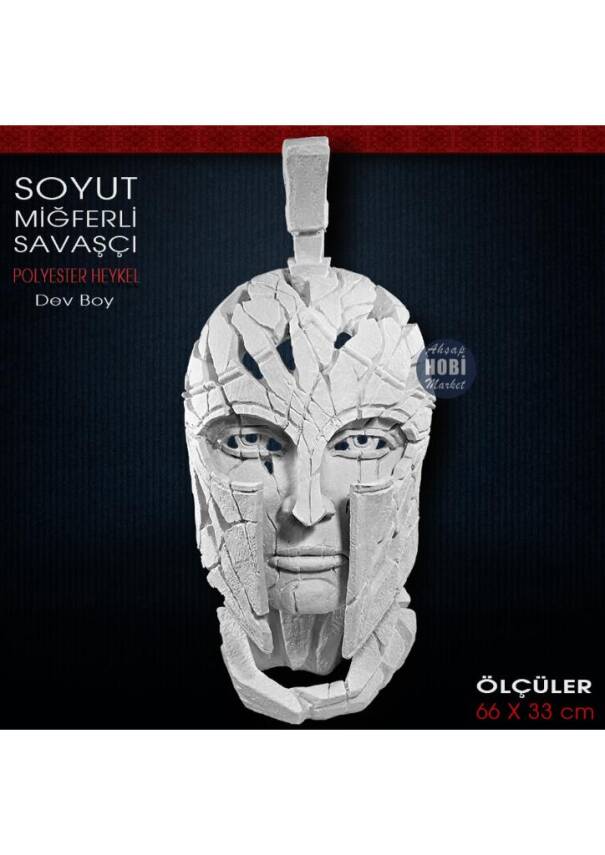 Soyut Miğferli Savaşçı Heykeli Dev Boy (66x33 cm) Ham Polyester - 2