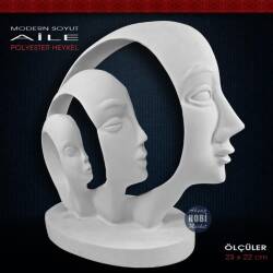 Soyut Modern Aile Heykeli (23x22cm) Ham Polyester - Tual Hobi Sanat