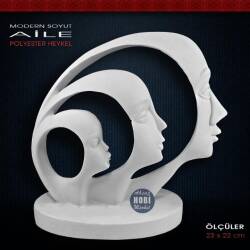 Soyut Modern Aile Heykeli (23x22cm) Ham Polyester - Tual Hobi Sanat (1)