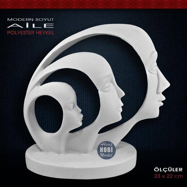 Soyut Modern Aile Heykeli (23x22cm) Ham Polyester - 2