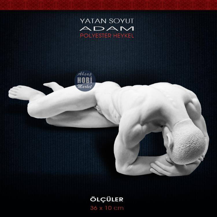 Soyut Yatan Adam Heykeli (36x10cm) Ham Polyester - 1