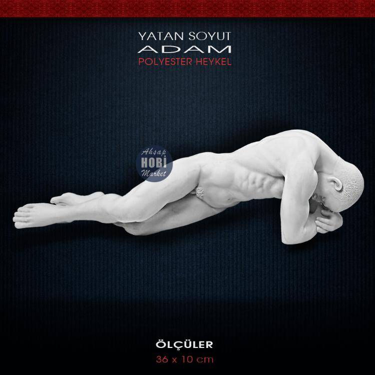 Soyut Yatan Adam Heykeli (36x10cm) Ham Polyester - 2