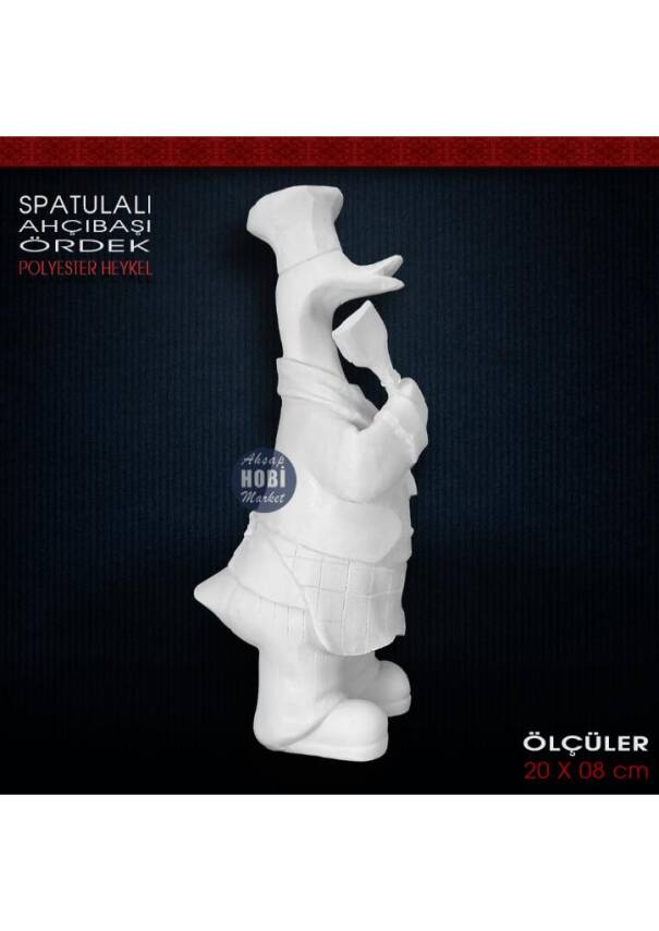 Spatulalı Ahçıbaşı Ördek Biblo (20x8 cm) Ham Polyester - 2