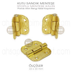 Stoplu Menteşe Gold Renkli Kalın (33x30mm) Sarı Nikel Kaplama - Tual Hobi Sanat (1)
