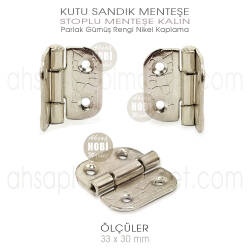 Stoplu Menteşe Gümüş Renk Kalın (33x30 mm) Nikel Kaplama - Tual Hobi Sanat (1)