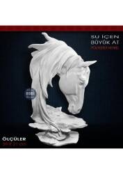 Su İçen At Kafası Heykeli Büyük (39x21 cm) Ham Polyester - Tual Hobi Sanat