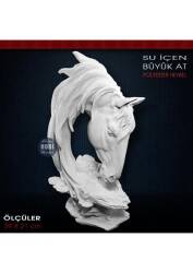 Su İçen At Kafası Heykeli Büyük (39x21 cm) Ham Polyester - Tual Hobi Sanat (1)