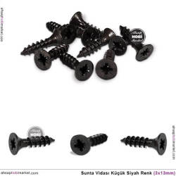 Sunta Vidası Küçük 10 Adet (3x13 mm) Siyah - Tual Hobi Sanat