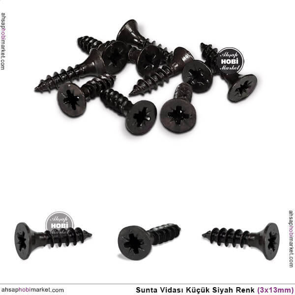 Sunta Vidası Küçük 10 Adet (3x13 mm) Siyah - 1