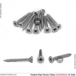 Sunta Vidası Testere Dişli 10 Adet (3,5x30 mm) Nikel - Tual Hobi Sanat