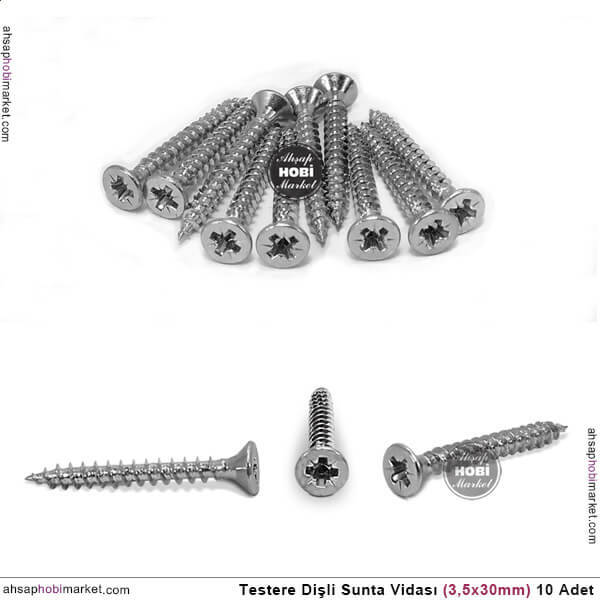 Sunta Vidası Testere Dişli 10 Adet (3,5x30 mm) Nikel - 1