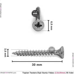 Sunta Vidası Testere Dişli 10 Adet (3,5x30 mm) Nikel - Tual Hobi Sanat (1)
