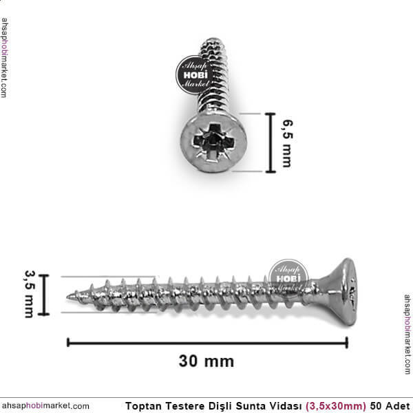 Sunta Vidası Testere Dişli 10 Adet (3,5x30 mm) Nikel - 2