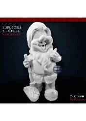 Süpürgeli Cüce Heykeli (39x22 cm) Ham Polyester - Tual Hobi Sanat