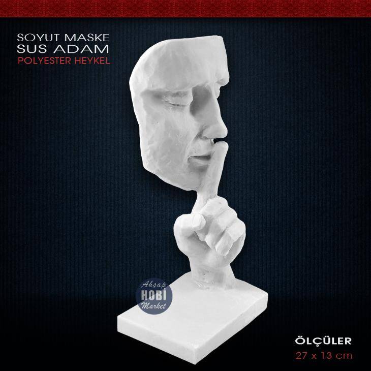 Sus Adam Tekli Maske Heykeli (27x13cm) Ham Polyester - 1
