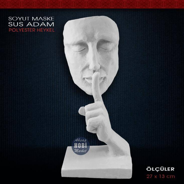Sus Adam Tekli Maske Heykeli (27x13cm) Ham Polyester - 2