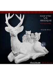 Geyik ve Hayvanlar Heykeli Büyük (34x34 cm) Ham Polyester - Tual Hobi Sanat