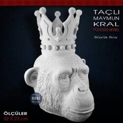 Taçlı Maymun Kral Büyük Boy (32x23 cm) Ham Polyester - Tual Hobi Sanat