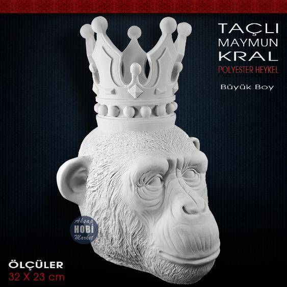 Taçlı Maymun Kral Büyük Boy (32x23 cm) Ham Polyester - 1
