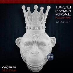 Taçlı Maymun Kral Büyük Boy (32x23 cm) Ham Polyester - Tual Hobi Sanat (1)