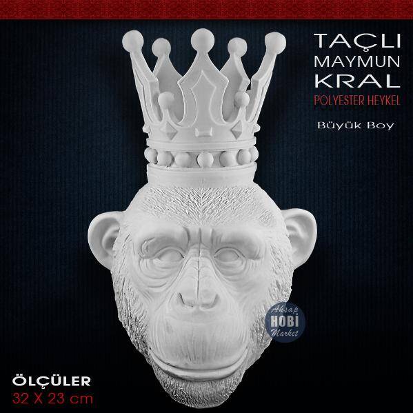Taçlı Maymun Kral Büyük Boy (32x23 cm) Ham Polyester - 2