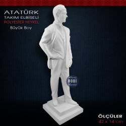 Takım Elbiseli Atatürk Heykeli (42x14cm) Ham Polyester - Tual Hobi Sanat (1)