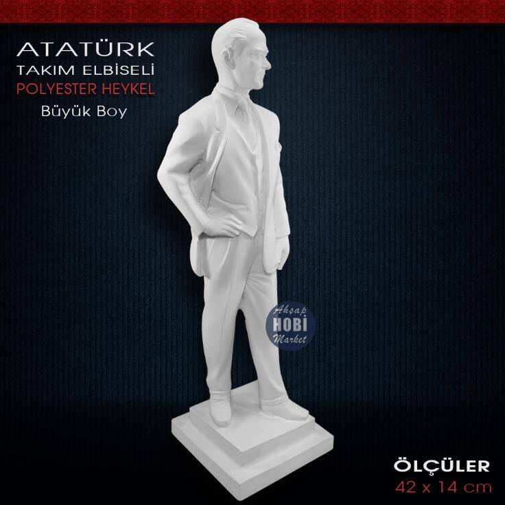 Takım Elbiseli Atatürk Heykeli (42x14cm) Ham Polyester - 2