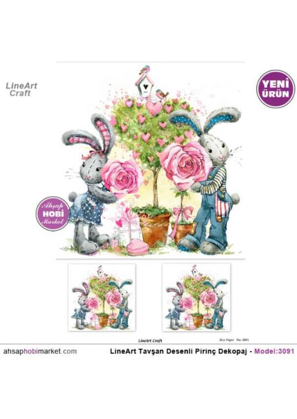 Tavşan Desenli Pirinç Dekopaj Model : 3091 - 1