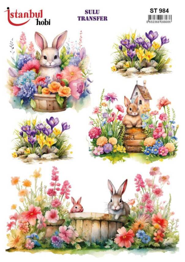 Tavşan Desenli Sulu Transfer Kağıdı STI-984 - 1