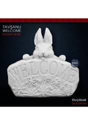 Tavşanlı Country Welcome Heykeli (26x24 cm) Ham Polyester - Tual Hobi Sanat
