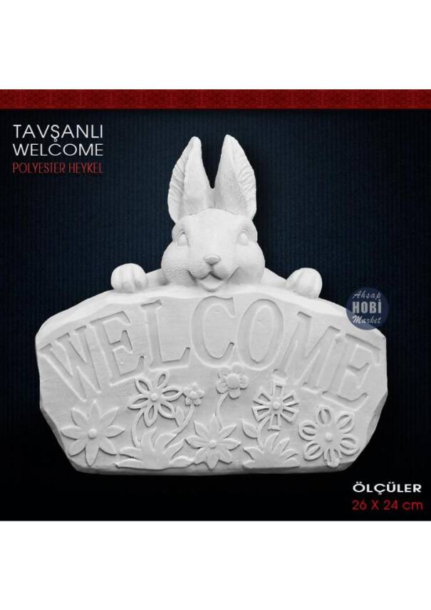 Tavşanlı Country Welcome Heykeli (26x24 cm) Ham Polyester - 1