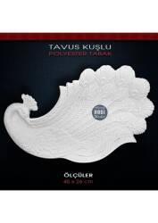 Tavus Kuşlu Tabak Gondol Büyük (45x26cm) Ham Polyester - Tual Hobi Sanat