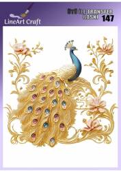 Tavus Kuşu Desenli Kumaş Transfer Kağıdı LNT-K147 (20x20 cm) - Line Art