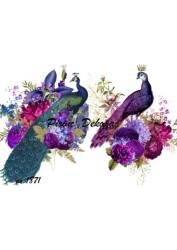 Tavus Kusu Desenli Pirinç Dekopaj Model : 1871 - Line Art