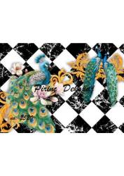 Tavus Kusu Desenli Pirinç Dekopaj Model : 2520 - Line Art